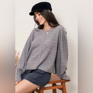 T81-Drop Shoulder Knit Top
